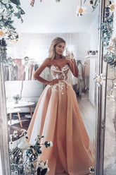 Sweetheart Tulle Lace Long Prom Dress Lace Evening Dress DMP61